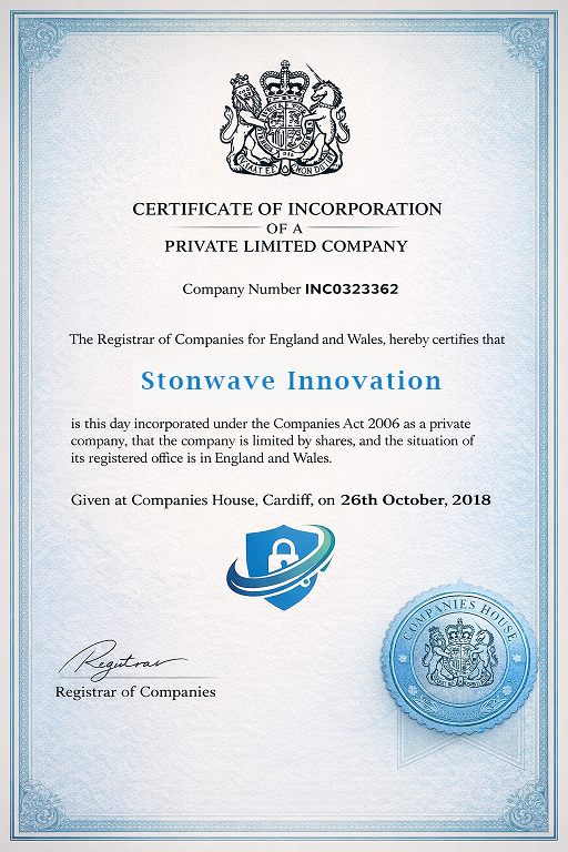 Stonwave Innovative company certificate